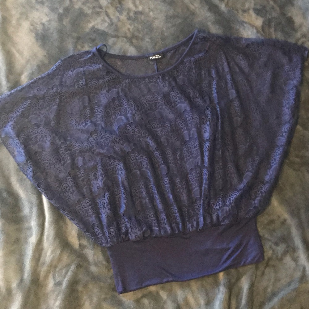 Lace batwing top